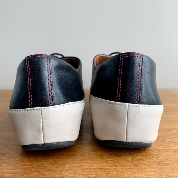 Fitflop Black Leather Sneakers with Cream Sole - Picture 8 of 12